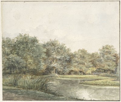 Su üzerinde ağaçlar ile manzara by Pieter Ernst Hendrik Praetorius