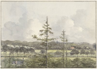 Çiftlikleri olan çayırların görünümü by Pieter Ernst Hendrik Praetorius