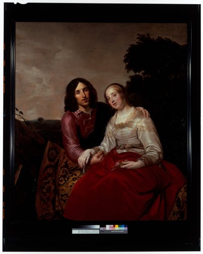 Manzara Ortamında Genç Bir Çiftin Evlilik Portresi by Pieter Fransz. de Grebber
