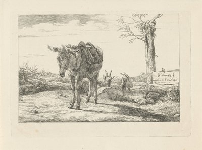 Bir eşek ve iki keçi by Pieter Gerardus van Os