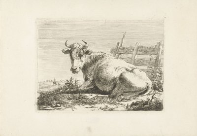 Bir çitin yanında yatan inek İnekler (dizi adı) by Pieter Gerardus van Os