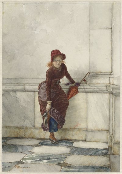 Duvara yaslanmış duran genç kadın by Pieter Haaxman