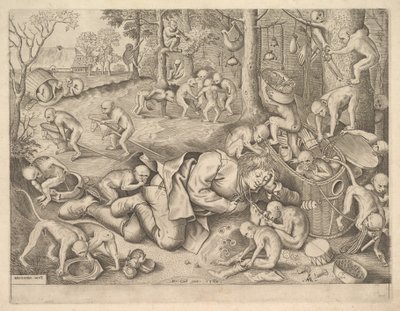 Maymunlar Tarafından Soyulan Tüccar, 1562 by Pieter Heyden van der