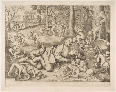 Maymunlar Tarafından Soyulan Tüccar, 1562 by Pieter Heyden van der