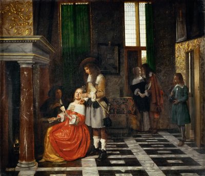 Gösterişli Bir İç Mekanda Kart Oyuncular by Pieter Hooch de