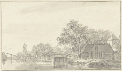 Nehir ile köy manzarası by Pieter Jan van Liender