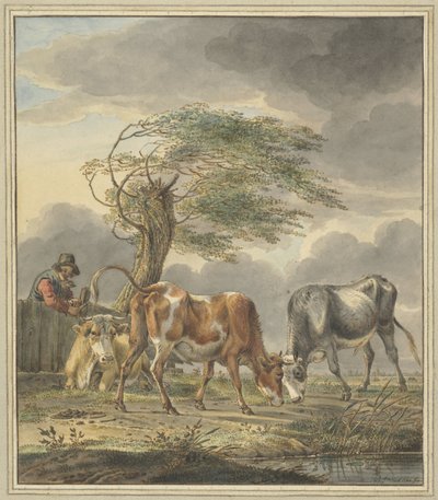 İki genç boğa ve bir inek by Pieter Janson