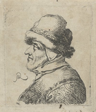 Şapkalı yaşlı bir adamın başı by Pieter Jansz Quast