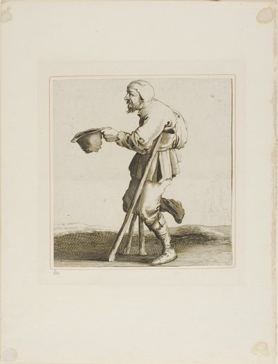 Lame Beggar Asking for Alms, from T is al verwart-gaern (Zaten kafa karıştırıcı) by Pieter Jansz. Quast