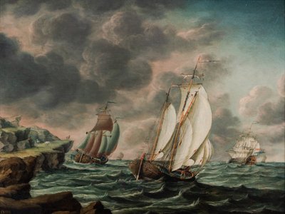 Hollandalı Tüccar Flütleri Kayalık Bir Kıyı Şeridi Kıyısında by Pieter Jochums Lofvers