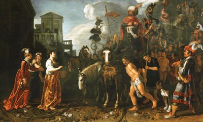 Jephthah Savaş Alanından Eve Kızı Tarafından Karşılandı, by Pieter Lastman