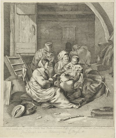 Bir çiftçinin ailesi ile iç mekan by Pieter Leonard Delfos