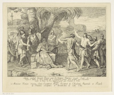 Sinon voor Priam gebracht by Pieter Matthias Godyn