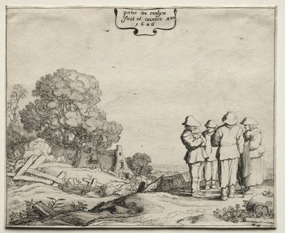 Dört Köylü Sohbetiyle Manzara, 1626. by Pieter Molyn