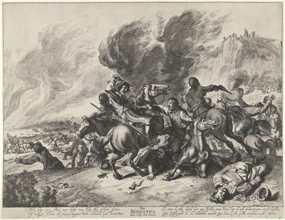 Savaş: Ağustos ayı ve ateş elementi Ağustos'u kutlayın (nesne üzerindeki başlık) Aylar, elementler ve mevsimler ile manzaralar (dizi başlığı) by Pieter Nolpe