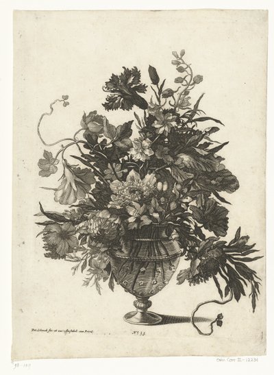 Çiçekli cam vazo Çiçek buketli vazolar (seri başlığı) by Pieter Schenk (I)
