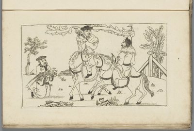 İki atlı Çin manzarası Büyük ayrıntılarla çizilmiş ve 't Ligt'te verilen Sineesen'in yeni envanterleri, P: Schenk Jun (...), ilk bölüm (seri başlığı) by Pieter Schenk (II)