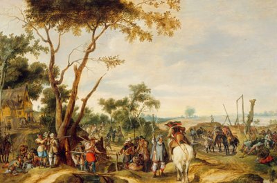 Askerler Bivouaking. by Pieter Snayers