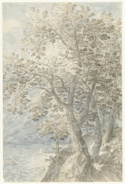 Dik bir kaya duvarındaki ağaçlar by Pieter Stevens (I)