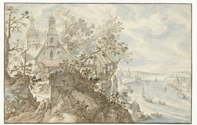 Solda bir şapel ile nehir by Pieter Stevens (I)
