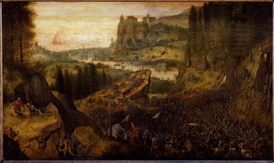 Filistliler ve İsrailliler arasındaki savaş: Saul ve yaveri kılıçlarının üzerine atılır. (tablo by Pieter Bruegel the Elder