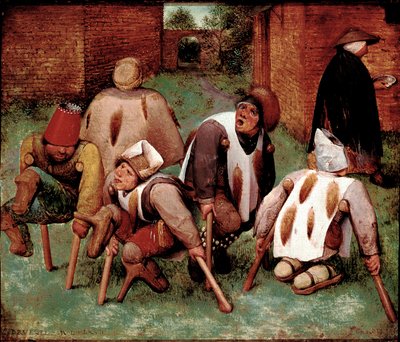 Estropies Engelli karakterler grubu, butts-de-jatte (butts). Pieter Bruegel (veya Breugel veya Brueghel veya Breughel) tarafından yapılan resim dit l