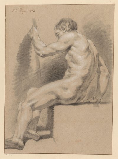 Oturan Erkek Çıplak, Yan Görünüm (3. Ödül 1770) by Pieter Wagenaar (II)