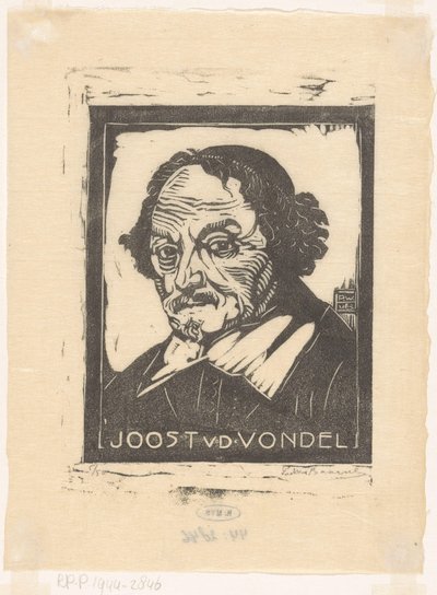 Joost van den Vondel'in portresi (nesne üzerindeki başlık) by Pieter Willem van Baarsel (signed by artist)