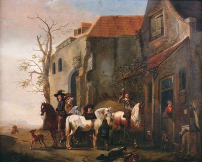 Han Kapısında Biniciler ve Atlar by Pieter Wouwermans or Wouwerman