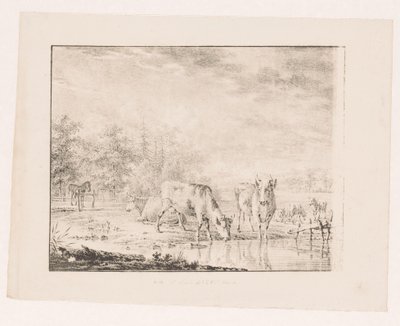 su kenarındaki inekler by Pieter de Goeje (attributed to)
