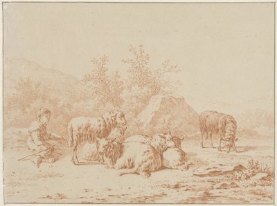 Çoban ve sürüsü ile manzara by Pieter de Goeje