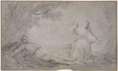 Danca: Genç bir adamın ölümünün yasını tutan bir kadını tasvir eden mitolojik bir sahne by Pieter de Grebber