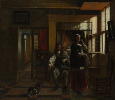 Genç Bir Çiftle İç Mekan, muhtemelen ca. 1662-65. by Pieter de Hooch