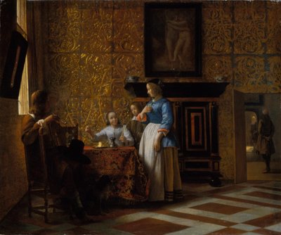 Zarif bir ortamda boş zaman, c.1663-65 (tuval üzerine yağlı boya) by Pieter de Hooch