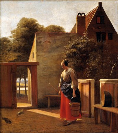 Hollandalı bir kasabanın avlusundaki hizmetçi Peter Hoogh