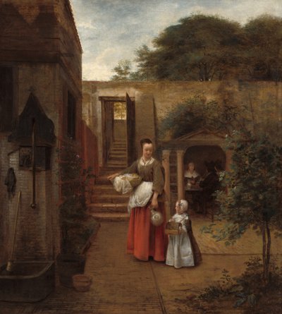 Avluda Kadın ve Çocuk by Pieter de Hooch