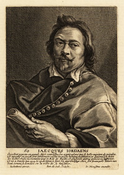Tarih resimleri, tür sahneleri ve portreleriyle tanınan Flaman ressam, teknik ressam ve duvar halısı tasarımcısı Jacques Jordaens'in portresi by Pieter de II Jode