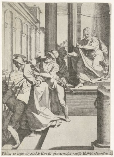 Mesih, Pilate Passion of Christ tarafından Hirodes'e gönderilir (dizi başlığı) Passionis et resistionis (dizi başlığı) by Pieter de Jode (I)