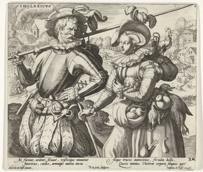 Choleric Mizaç Cholericvs (nesne üzerindeki başlık) Dört mizaç (dizi başlığı) by Pieter de Jode (I)