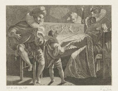 Fenerle müzik yapan şirket, yaklaşık 1600 by Pieter de Jode (I)