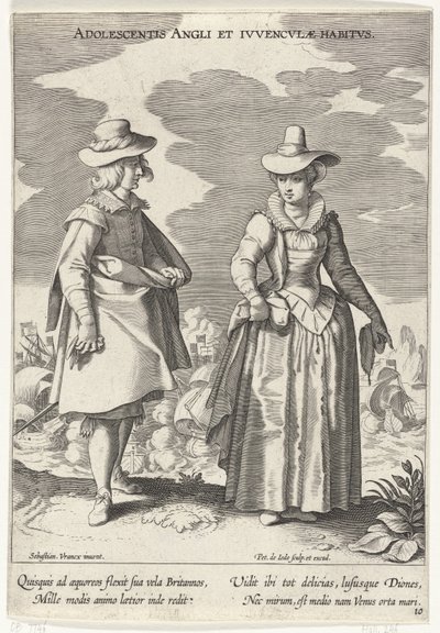 Paar, gekleed volgens de Engelse mode, ca. 1610 The English and Young