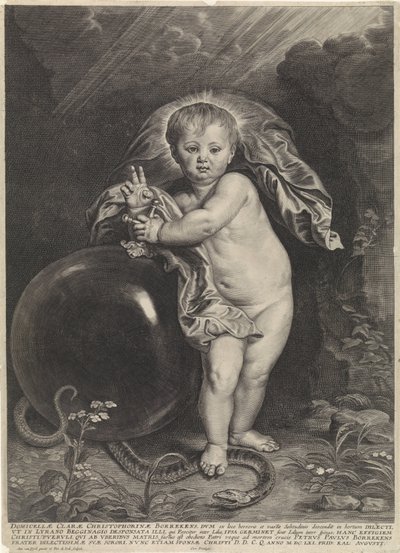 Küre ile İsa çocuk by Pieter de Jode (II)