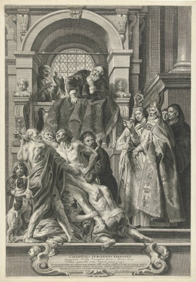 St. Martin ele geçirilmiş bir adamı iyileştirir by Pieter de Jode (II)