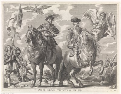 Charles V ve Ferdinand at sırtında Kardinal-Bebek