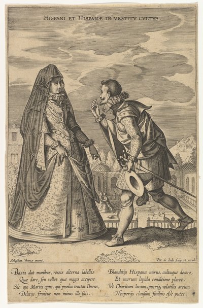 İspanyollar ve İspanyollar, Farklı Milletlerin Modalarından Elbise kıyafetleri içinde.nd by Pieter de Jode I