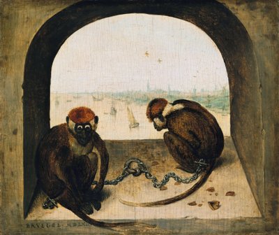 İki Zincirli Maymun by Pieter Bruegel the Elder