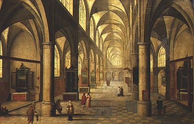 Rakamlarla Katedralin içi (panelde yağ) by Pieter the Elder Neeffs