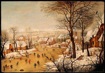 Patenciler ve Kuş Tuzağı ile Bir Kış Manzarası by Pieter Brueghel the Younger