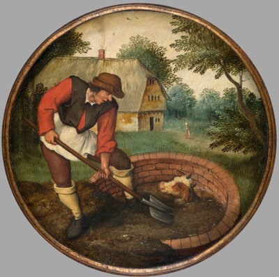 Buzağı Boğulduktan Sonra Kuyuyu Doldurmak İçin Çok Geç, 1594 dolayları (panel üzeri yağlı boya) by Pieter the Younger Brueghel