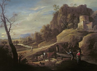 Hayvanlarına Bakan Çiftçilerle Manzara by Pieter the Younger Mulier